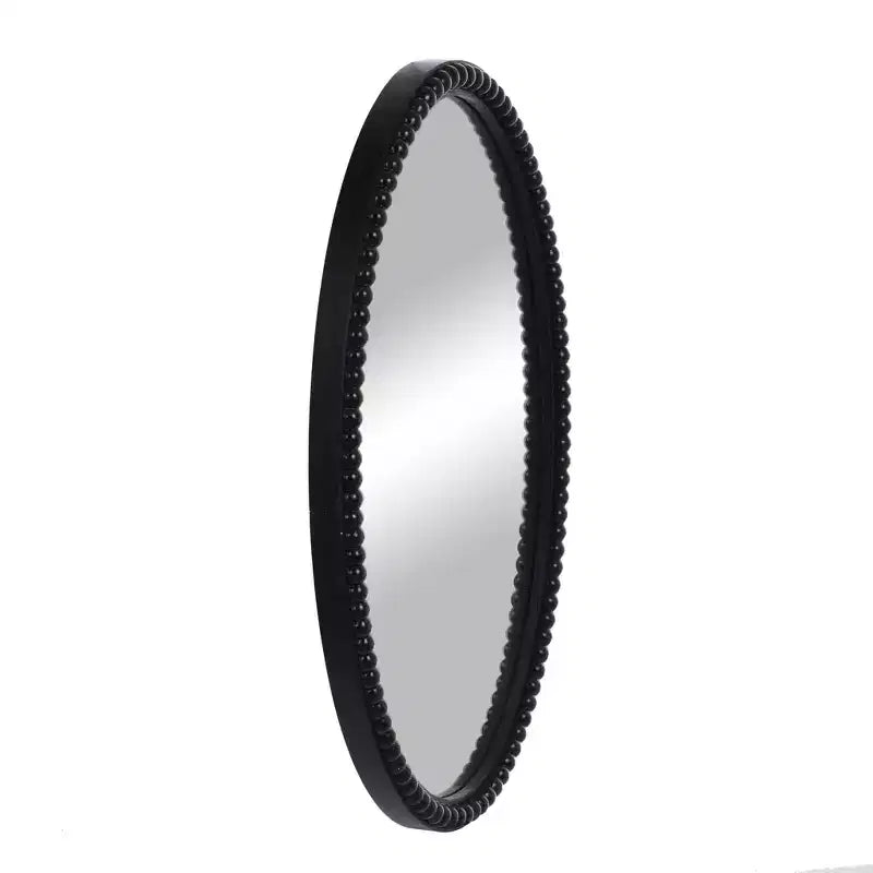 Miroir ovale en bois avec bordure perlée noire
