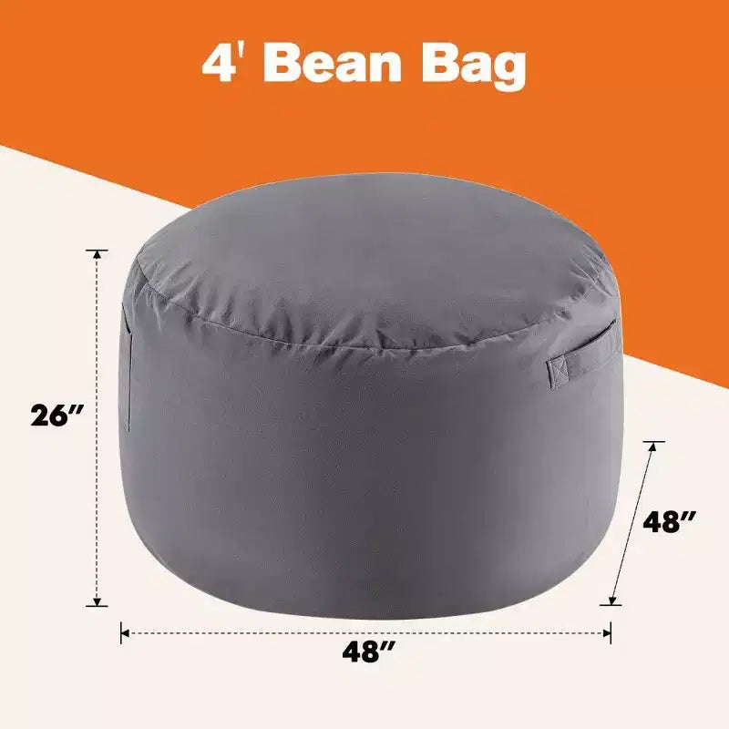 Pouf avec Housse Amovible et Lavable, Poche Latérale et Poignée de Transport, Fauteuil Poire surdimensionné, Design Facile à Nettoyer