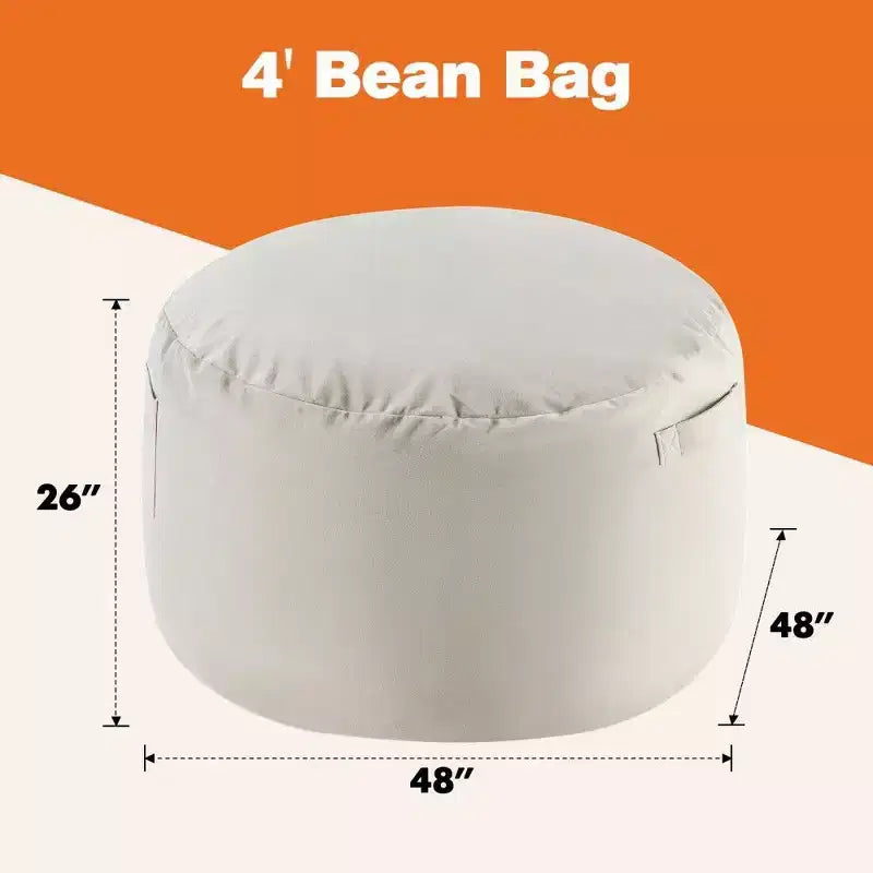 Pouf avec Housse Amovible et Lavable, Poche Latérale et Poignée de Transport, Fauteuil Poire surdimensionné, Design Facile à Nettoyer