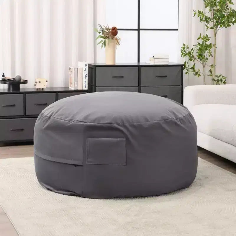 Pouf avec Housse Amovible et Lavable, Poche Latérale et Poignée de Transport, Fauteuil Poire surdimensionné, Design Facile à Nettoyer