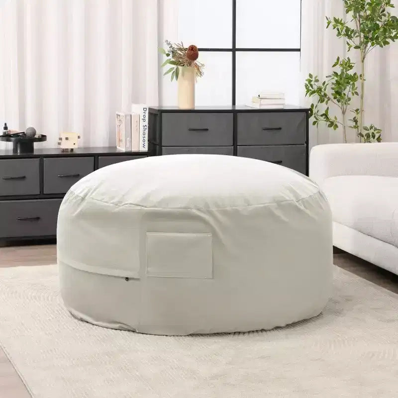 Pouf avec Housse Amovible et Lavable, Poche Latérale et Poignée de Transport, Fauteuil Poire surdimensionné, Design Facile à Nettoyer