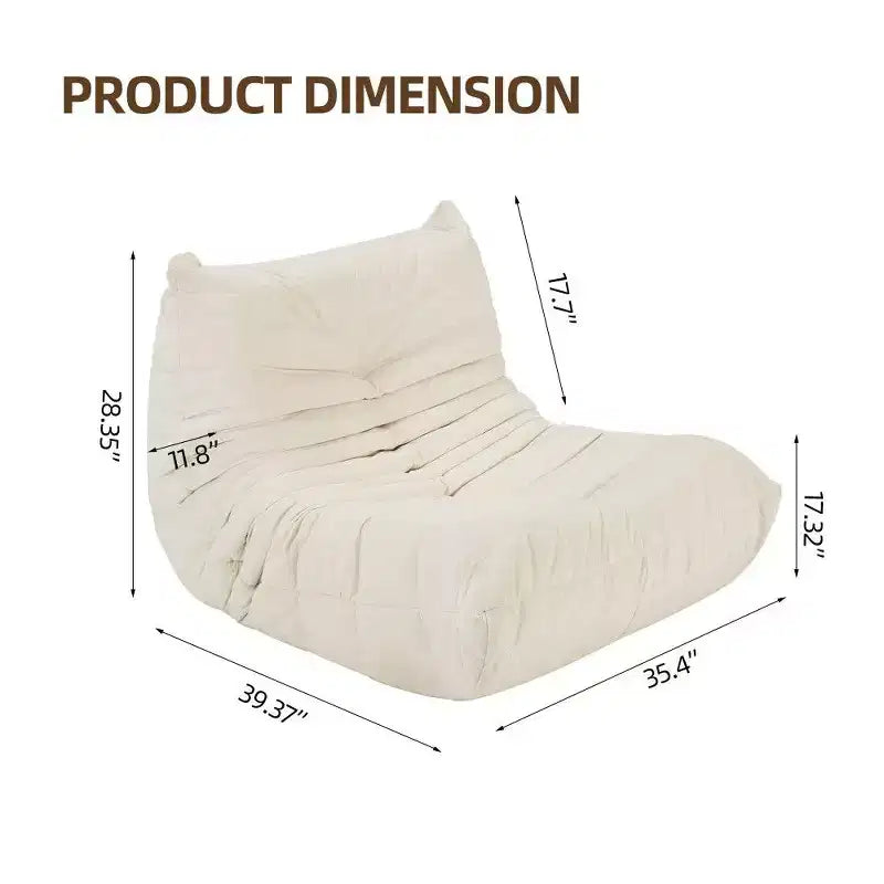 Pouf géant en mousse, pas de montage, pour adultes, fauteuil décontracté pour salon, jeux vidéo et canapé de maison en boîte, blanc cassé