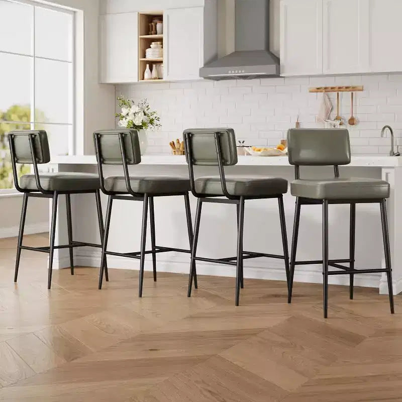 Tabourets de bar (lot de 2), tabourets de bar de comptoir de 66 cm avec dossiers, tabourets de bar modernes en similicuir rembourrés avec pieds en métal pour îlot de cuisine, bar à domicile