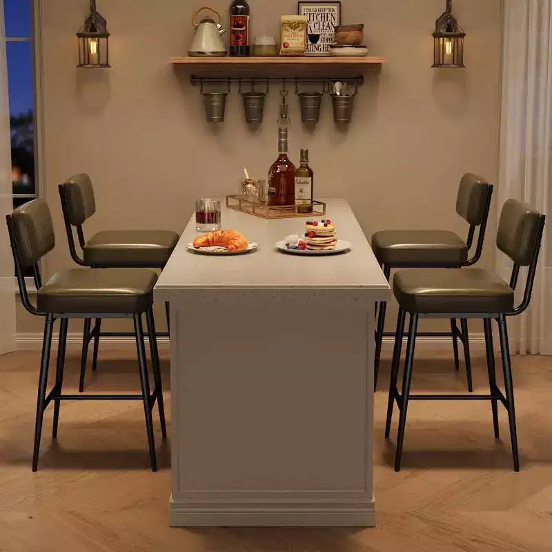 Tabourets de bar (lot de 2), tabourets de bar de comptoir de 66 cm avec dossiers, tabourets de bar modernes en similicuir rembourrés avec pieds en métal pour îlot de cuisine, bar à domicile
