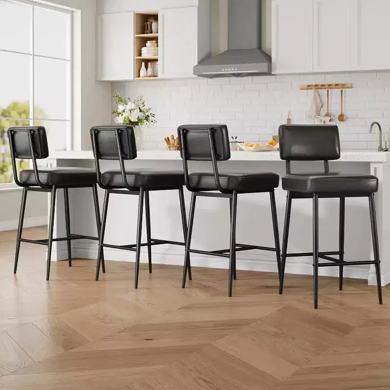 Tabourets de bar (lot de 2), tabourets de bar de comptoir de 66 cm avec dossiers, tabourets de bar modernes en similicuir rembourrés avec pieds en métal pour îlot de cuisine, bar à domicile