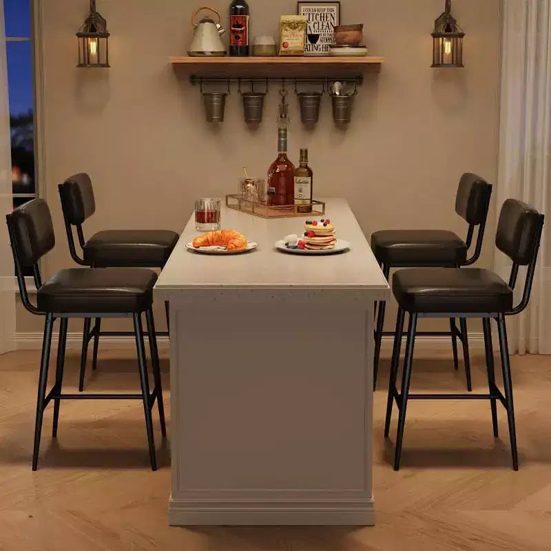 Tabourets de bar (lot de 2), tabourets de bar de comptoir de 66 cm avec dossiers, tabourets de bar modernes en similicuir rembourrés avec pieds en métal pour îlot de cuisine, bar à domicile