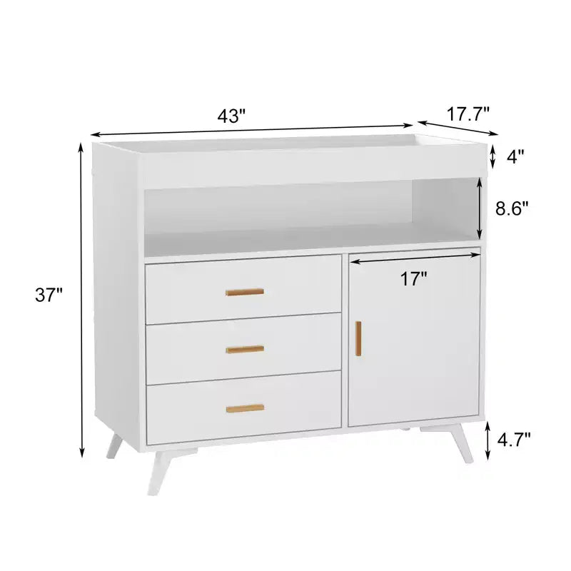 Commode avec table à langer, commode à langer avec 3 tiroirs, station à langer pour tout-petits