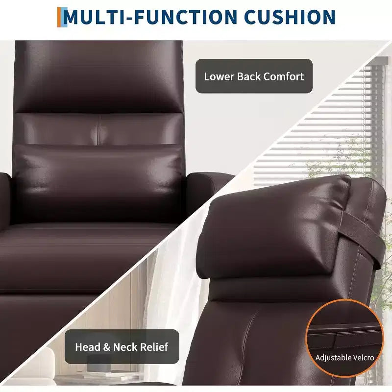 Fauteuil inclinable en similicuir avec massage et chaleur avec fonction de massage et support lombaire, dossier inclinable réglable, accoudoir large