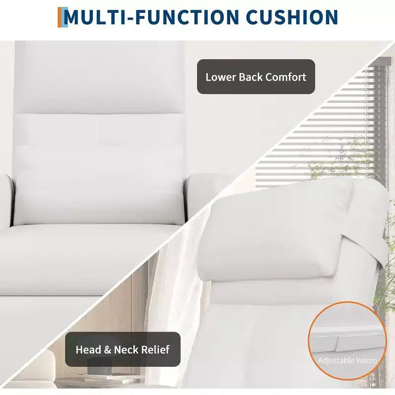 Fauteuil inclinable en similicuir avec massage et chaleur avec fonction de massage et support lombaire, dossier inclinable réglable, accoudoir large