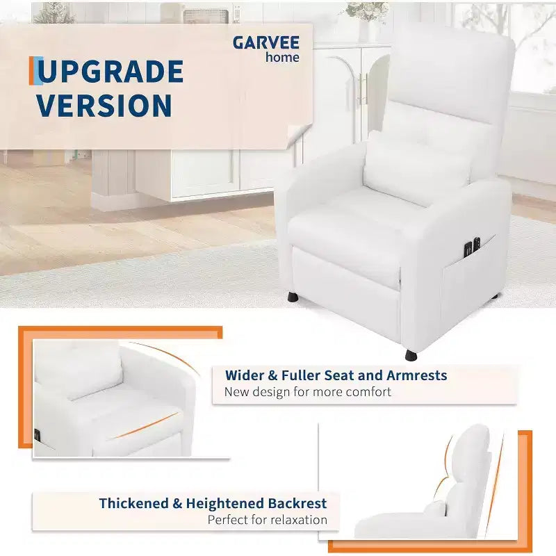Fauteuil inclinable en similicuir avec massage et chaleur avec fonction de massage et support lombaire, dossier inclinable réglable, accoudoir large