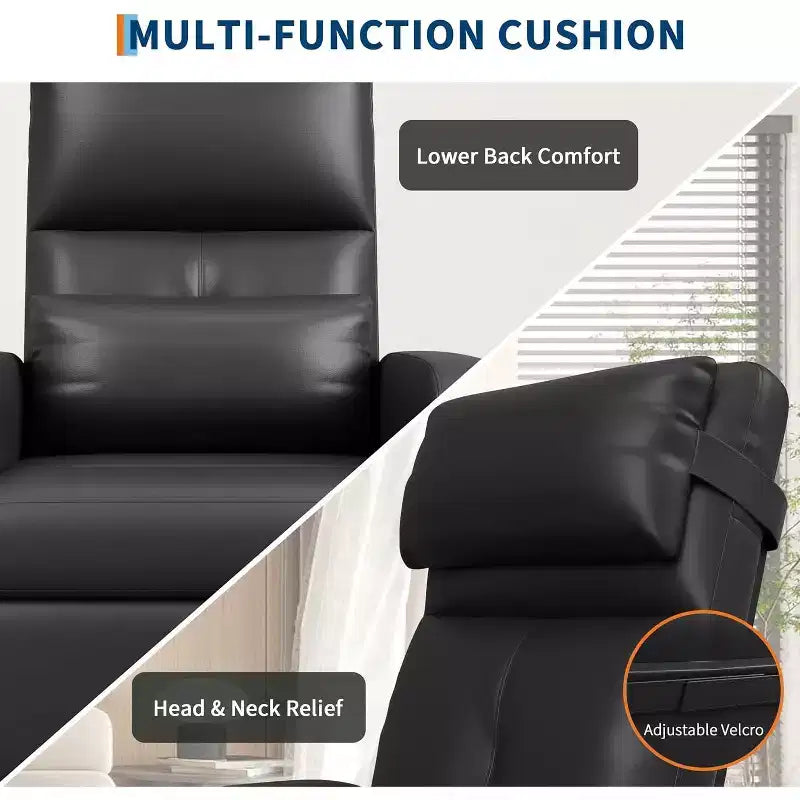 Fauteuil inclinable en similicuir avec massage et chaleur avec fonction de massage et support lombaire, dossier inclinable réglable, accoudoir large
