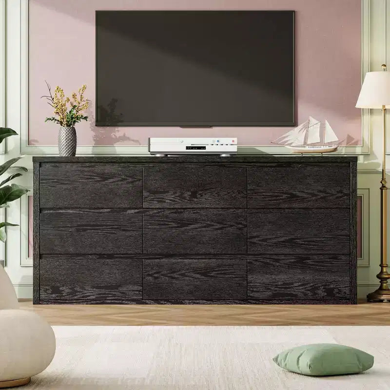 Commode à 9 tiroirs pour chambre à coucher, large commode moderne, grande commode de rangement en bois pour salon, couloir et entrée