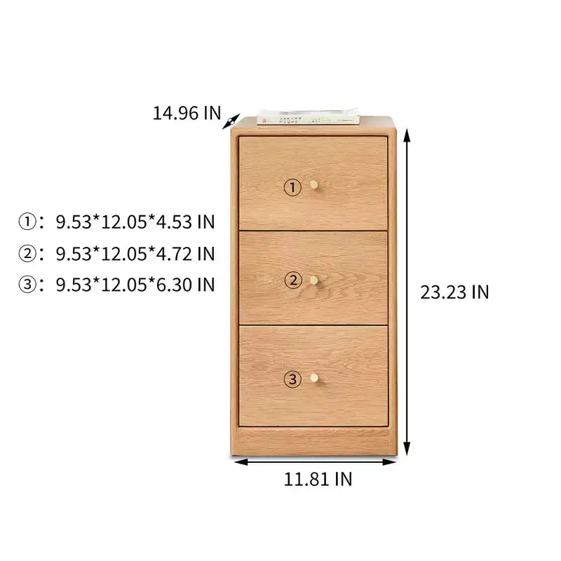 Petite commode en chêne massif, meuble de chambre moderne avec tiroirs sur rails coulissants en bois massif, design étroit pour salon et couloir