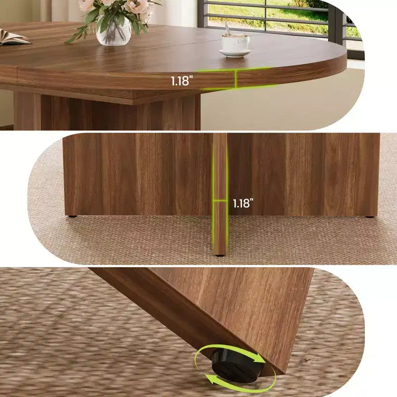 Table à manger extensible de 110 à 150 cm pour 4 à 8 personnes, table de cuisine en bois avec rangement intégré et piètement en croix, table de dîner moderne pour cuisine et salle à manger