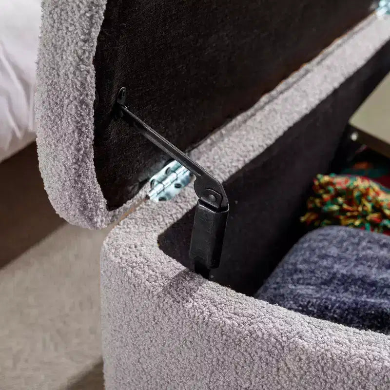Banc de rangement moderne de 39 po avec revêtement en fausse fourrure, banc d'entrée avec pieds dorés, bout de lit, pouf pour salon, chambre à coucher