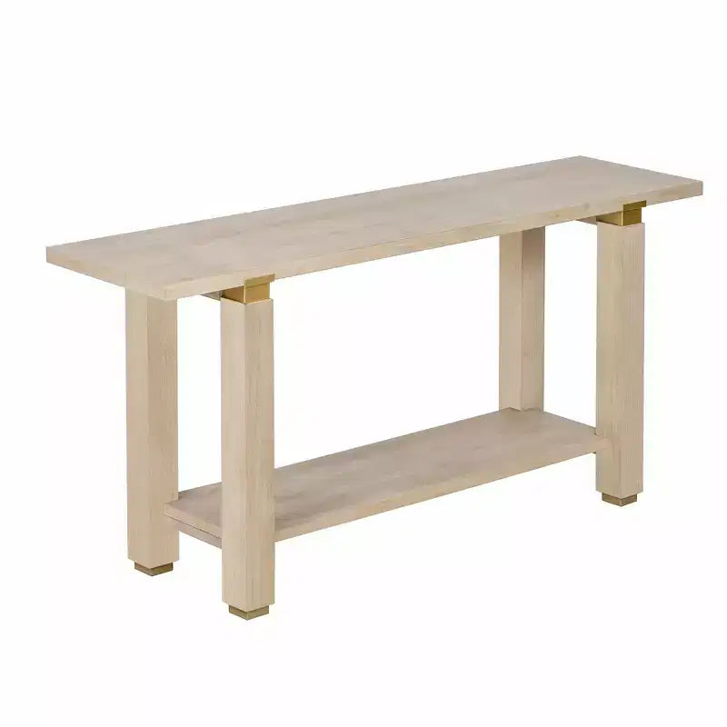 63 Table console extra longue avec pieds en pin massif, garniture en métal industriel, table d'entrée avec étagère de rangement pour couloir, salon, foyer