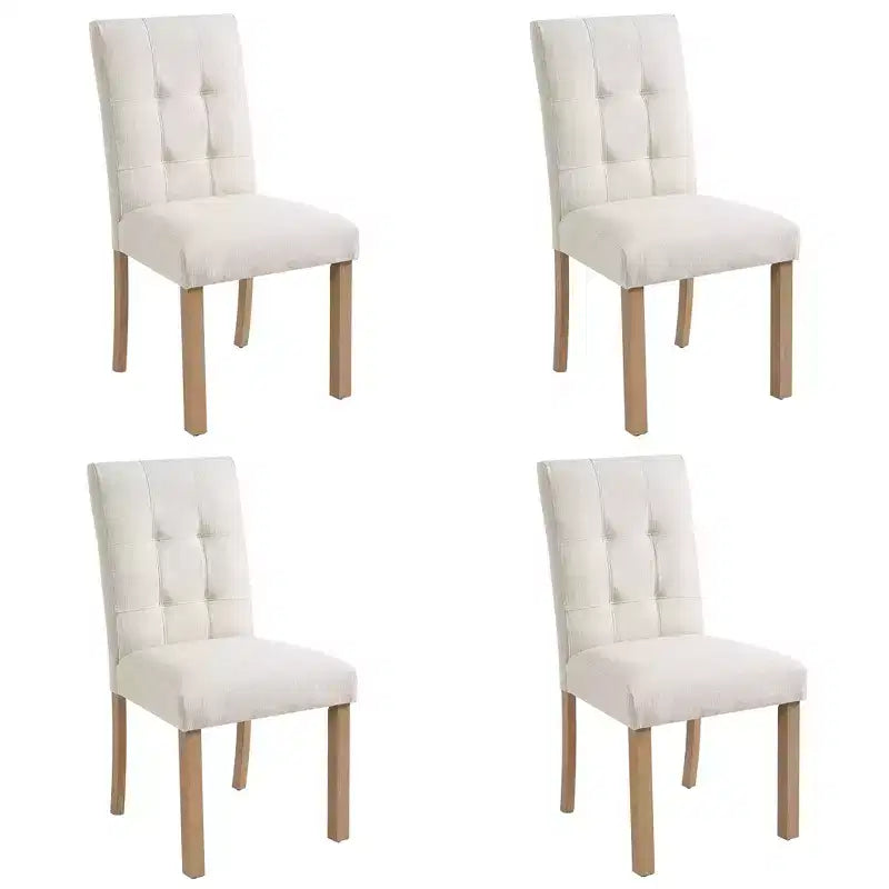 Chaises de salle à manger modernes capitonnées en lin, lot de 4, chaises d'appoint avec structure en bois massif d'hévéa