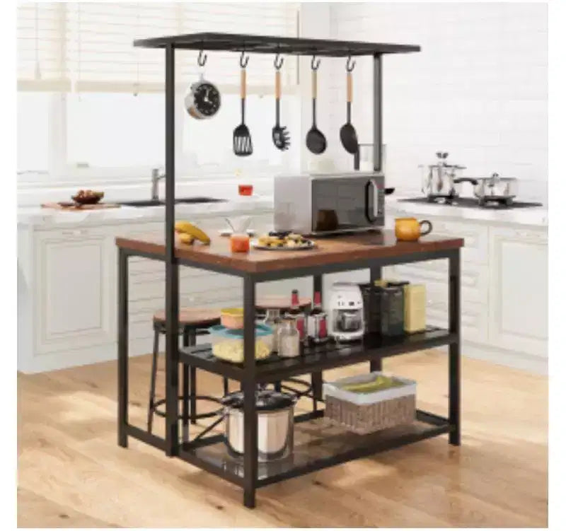 Meuble bas de cuisine en MDF, panneaux de particules et fer avec étagère suspendue, plateau de couleur rétro