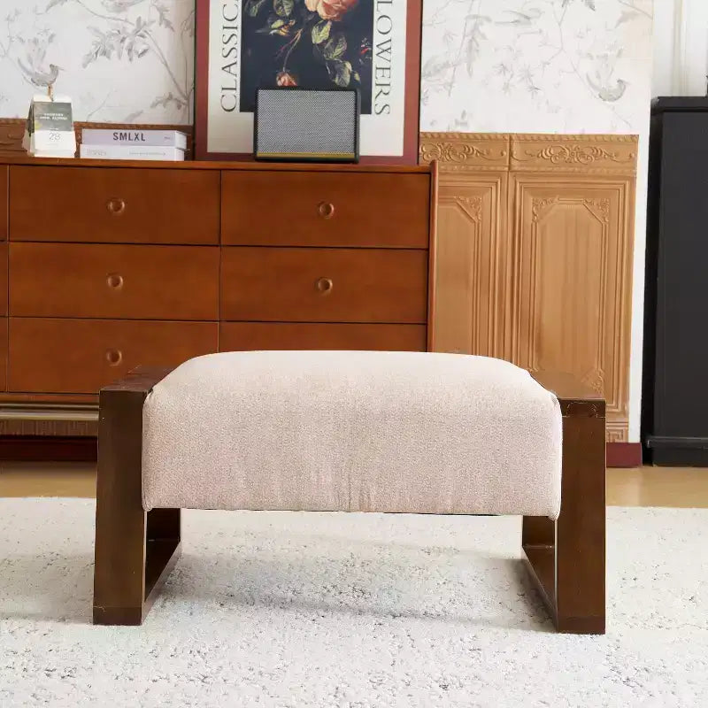 Modern Padded Bench with Solid Wood Legs