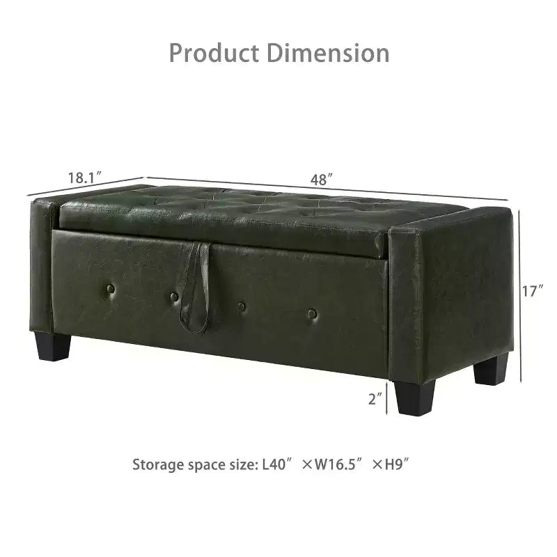 Banc de rangement moderne avec ottomane rembourrée en similicuir capitonné, banc d'entrée avec rangement, banc de bout de lit à plateau rabattable pour salon