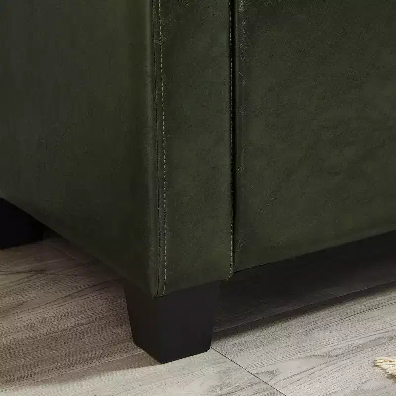 Banc de rangement moderne avec ottomane rembourrée en similicuir capitonné, banc d'entrée avec rangement, banc de bout de lit à plateau rabattable pour salon