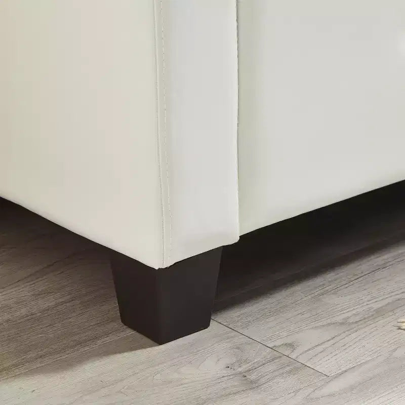 Banc de rangement moderne avec ottomane rembourrée en similicuir capitonné, banc d'entrée avec rangement, banc de bout de lit à plateau rabattable pour salon