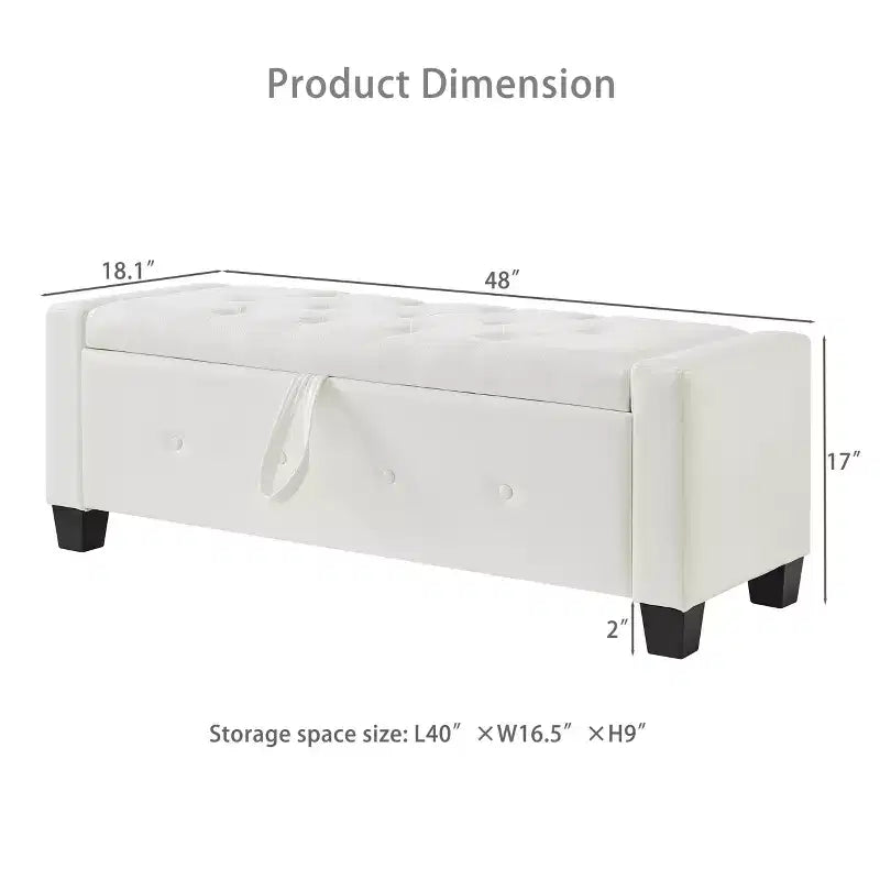 Banc de rangement moderne avec ottomane rembourrée en similicuir capitonné, banc d'entrée avec rangement, banc de bout de lit à plateau rabattable pour salon