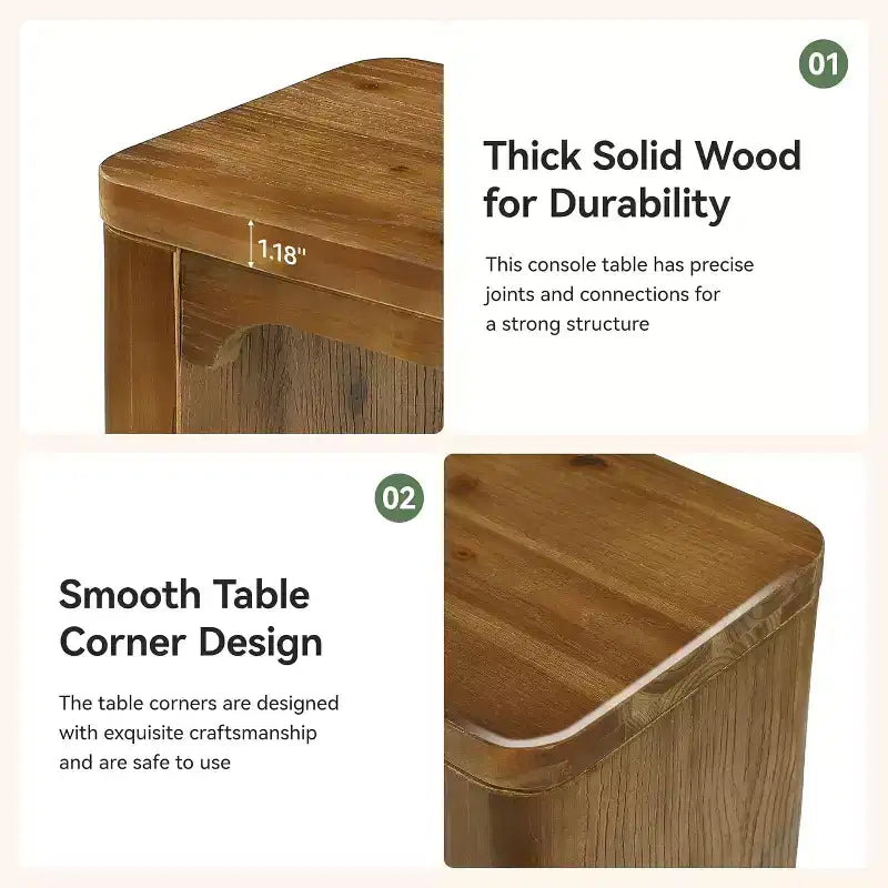 Console en bois massif de 63 pouces, 2 niveaux de rangement style ferme pour salon, entrée, hall, derrière le canapé, marron rustique