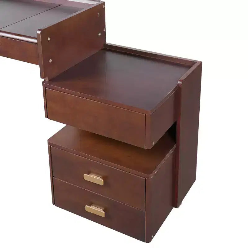 Coiffeuse 3-en-1, Table de Maquillage Multifonctionnelle Élégante avec Miroir Rabattable, Longueur Réglable et Nombreux Tiroirs