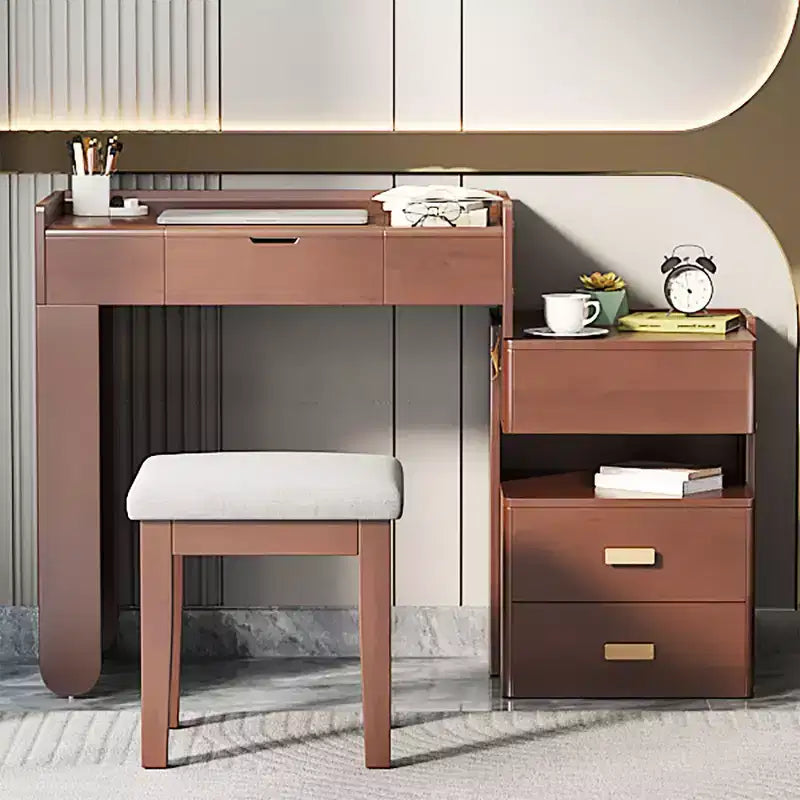 Coiffeuse 3-en-1, Table de Maquillage Multifonctionnelle Élégante avec Miroir Rabattable, Longueur Réglable et Nombreux Tiroirs
