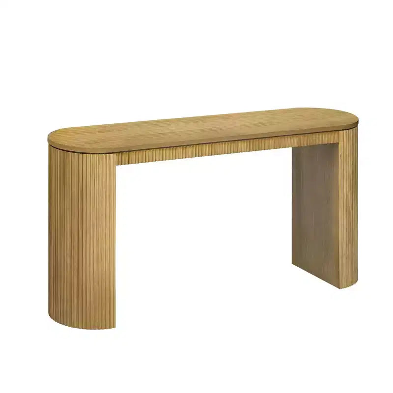 Console d'entrée incurvée moderneTable console avec design unique à rayures verticales, table de couloir étroite pour salon, bureau, entrée