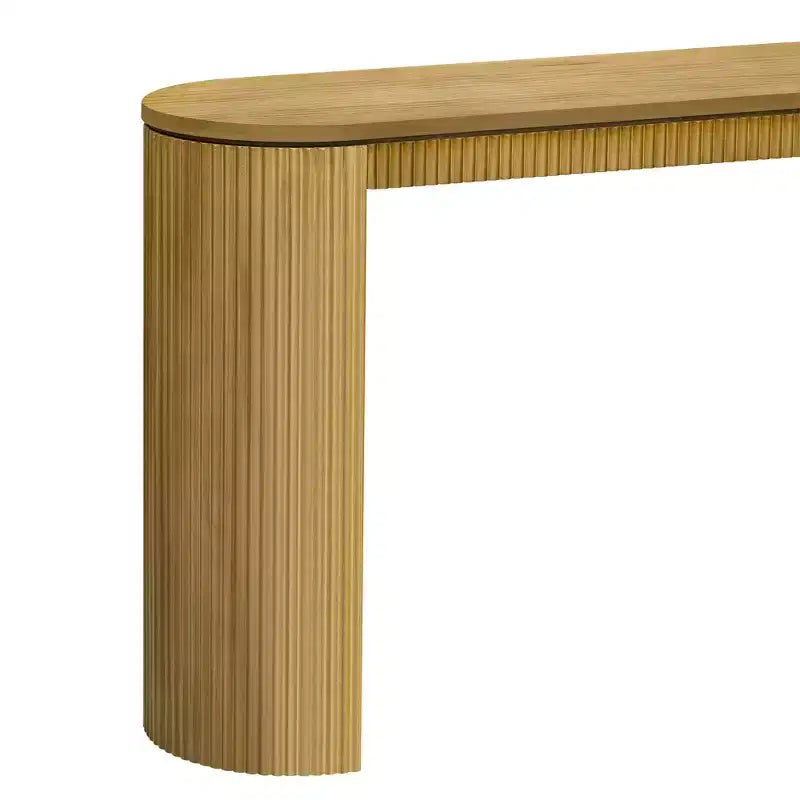 Console d'entrée incurvée moderneTable console avec design unique à rayures verticales, table de couloir étroite pour salon, bureau, entrée