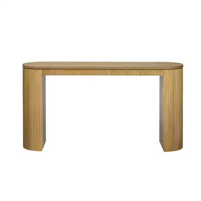 Console d'entrée incurvée moderneTable console avec design unique à rayures verticales, table de couloir étroite pour salon, bureau, entrée
