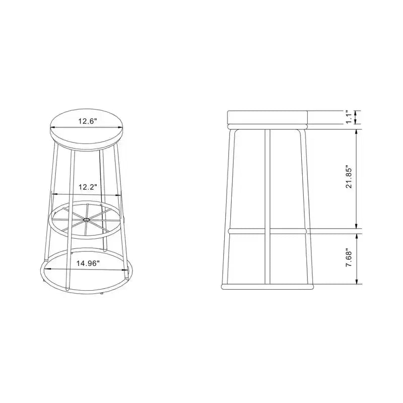 24/7 Shop At Home : 2 tabourets de bar Pilat, hauteur fixe 33 po, cadre et repose-pieds en métal, gris clair