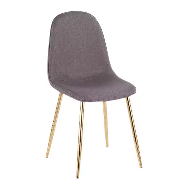de 2 chaises de salle à manger contemporaines Pebble Or/Charbon : Rembourrées, pieds en métal