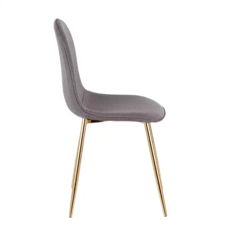 de 2 chaises de salle à manger contemporaines Pebble Or/Charbon : Rembourrées, pieds en métal