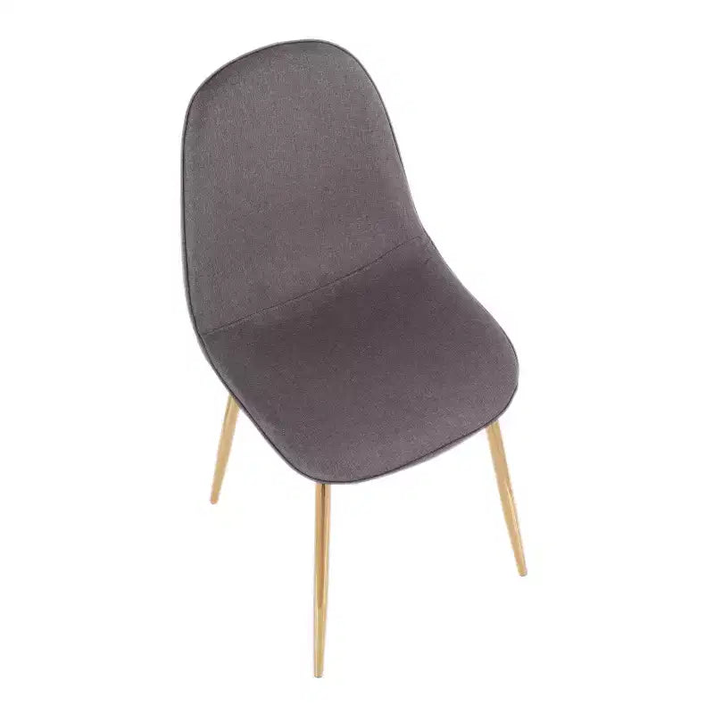 de 2 chaises de salle à manger contemporaines Pebble Or/Charbon : Rembourrées, pieds en métal