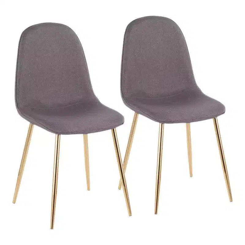 de 2 chaises de salle à manger contemporaines Pebble Or/Charbon : Rembourrées, pieds en métal