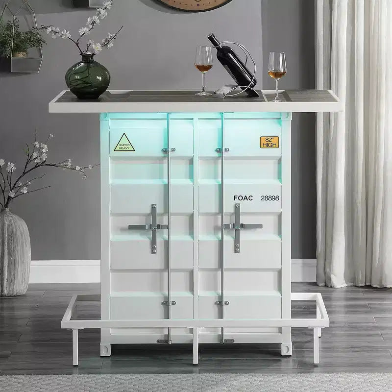 Table de bar Locust avec bande LED sept couleurs à l'intérieur et à l'extérieur blanc