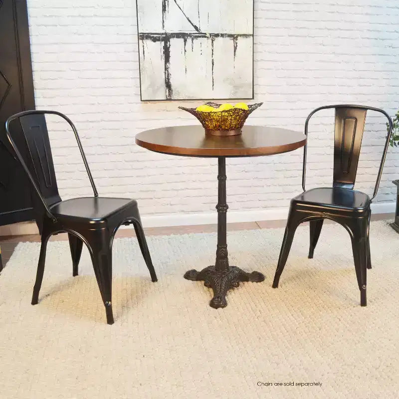 Table de salle à manger Mila avec piétement cylindrique marron/noir