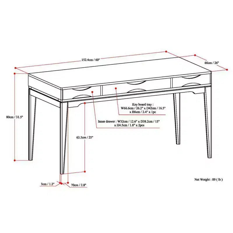 Bureau en bois massif Pearson