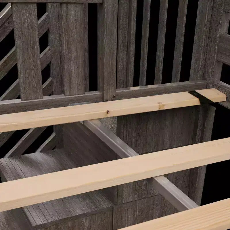 Lit mezzanine simple avec escalier et rideaux