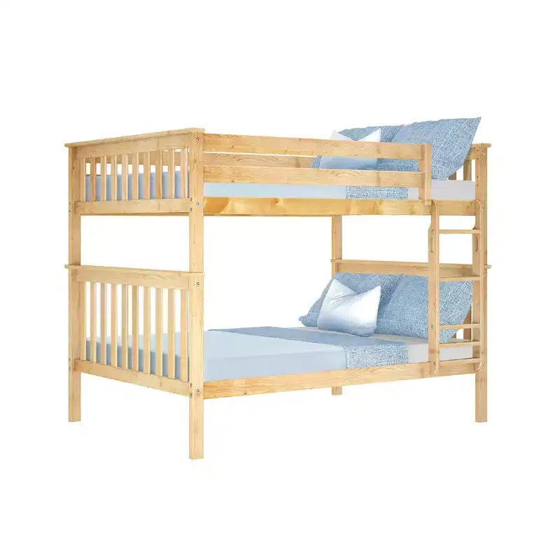 Lit superposé double pour enfants, lit plateforme en bois massif, pas besoin de sommier tapissier