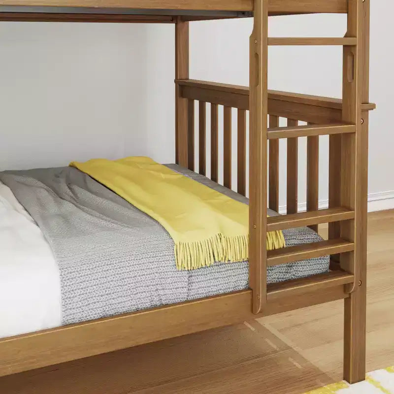 Lit superposé double pour enfants, lit plateforme en bois massif, pas besoin de sommier tapissier
