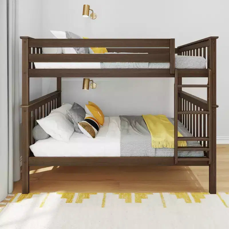 Lit superposé double pour enfants, lit plateforme en bois massif, pas besoin de sommier tapissier