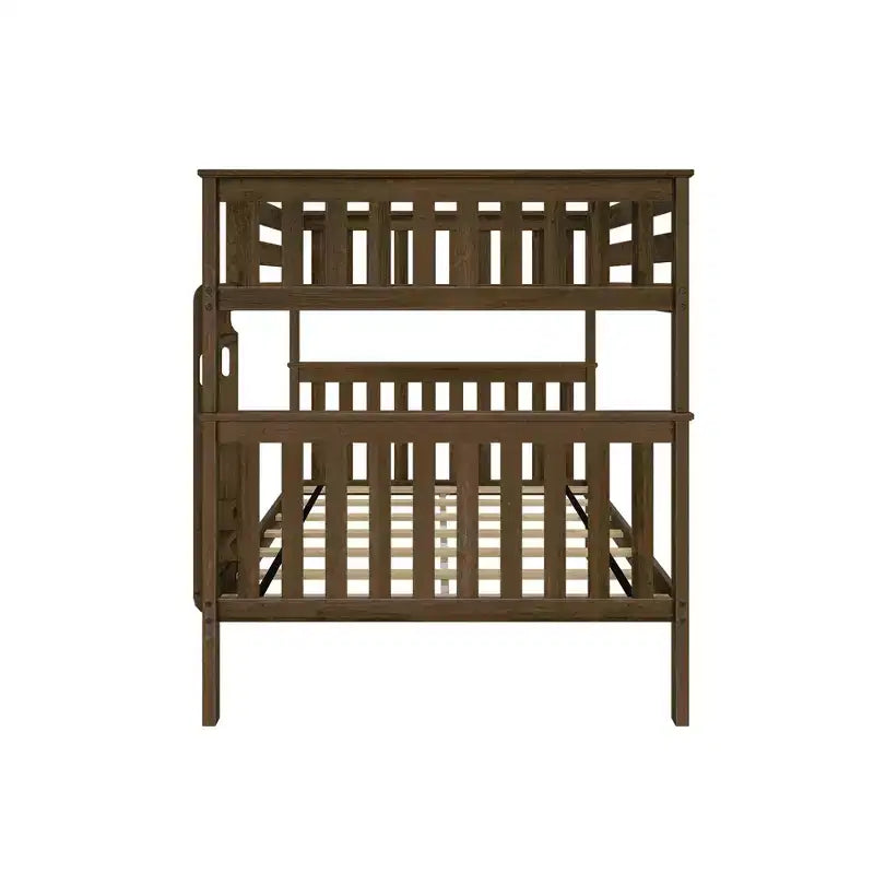 Lit superposé double pour enfants, lit plateforme en bois massif, pas besoin de sommier tapissier