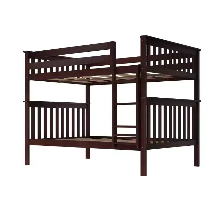 Lit superposé double pour enfants, lit plateforme en bois massif, pas besoin de sommier tapissier
