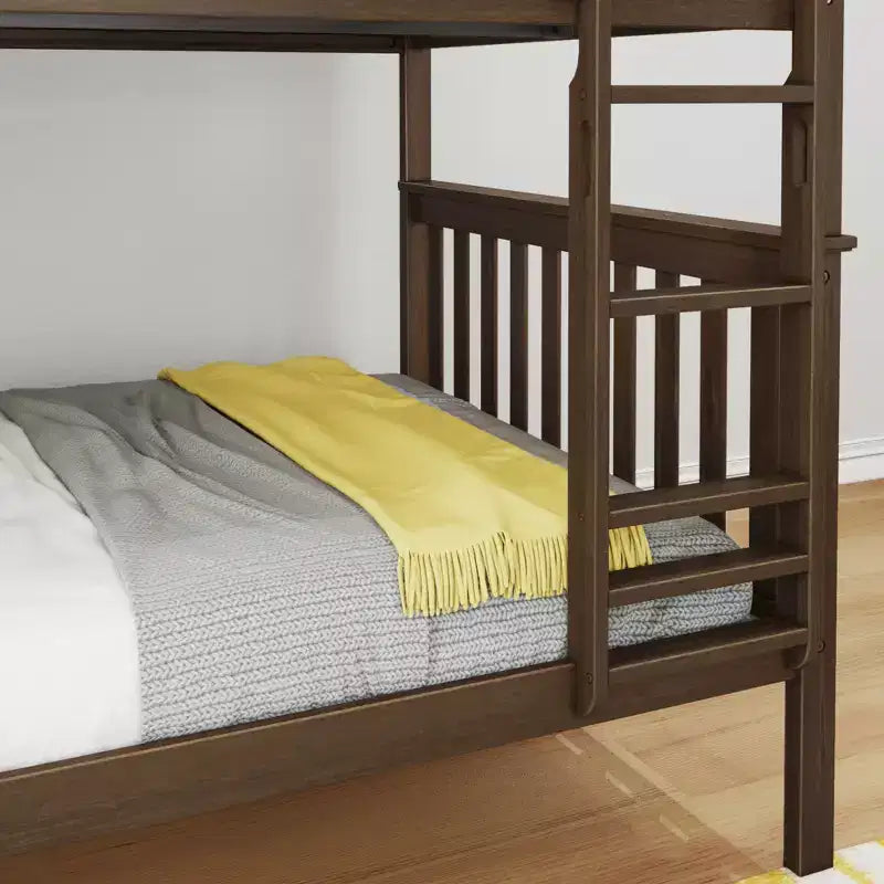 Lit superposé double pour enfants, lit plateforme en bois massif, pas besoin de sommier tapissier