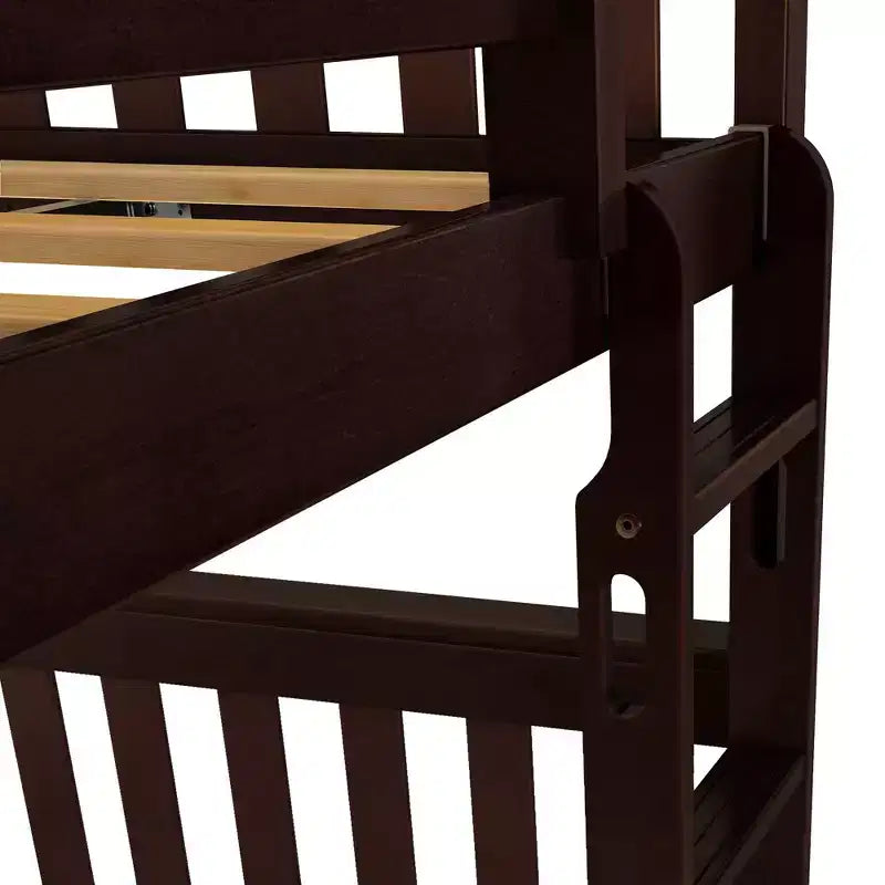 Lit superposé double pour enfants, lit plateforme en bois massif, pas besoin de sommier tapissier