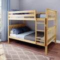Lit superposé double pour enfants, lit plateforme en bois massif, pas besoin de sommier tapissier